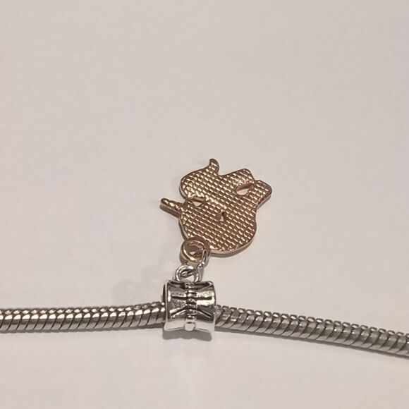 Silver Gold Pink‎ and White Enamel Unicorn Charm for Pandora Style Bracelet - Picture 3 of 4